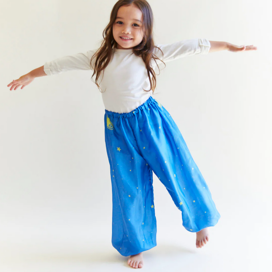 Sarah's Silks Dress Up Play Sarah's Silks Genie Pants (Starry Night) 100% Silk Star Genie Pants | Eco-Friendly Kids' Dress-up Costumes