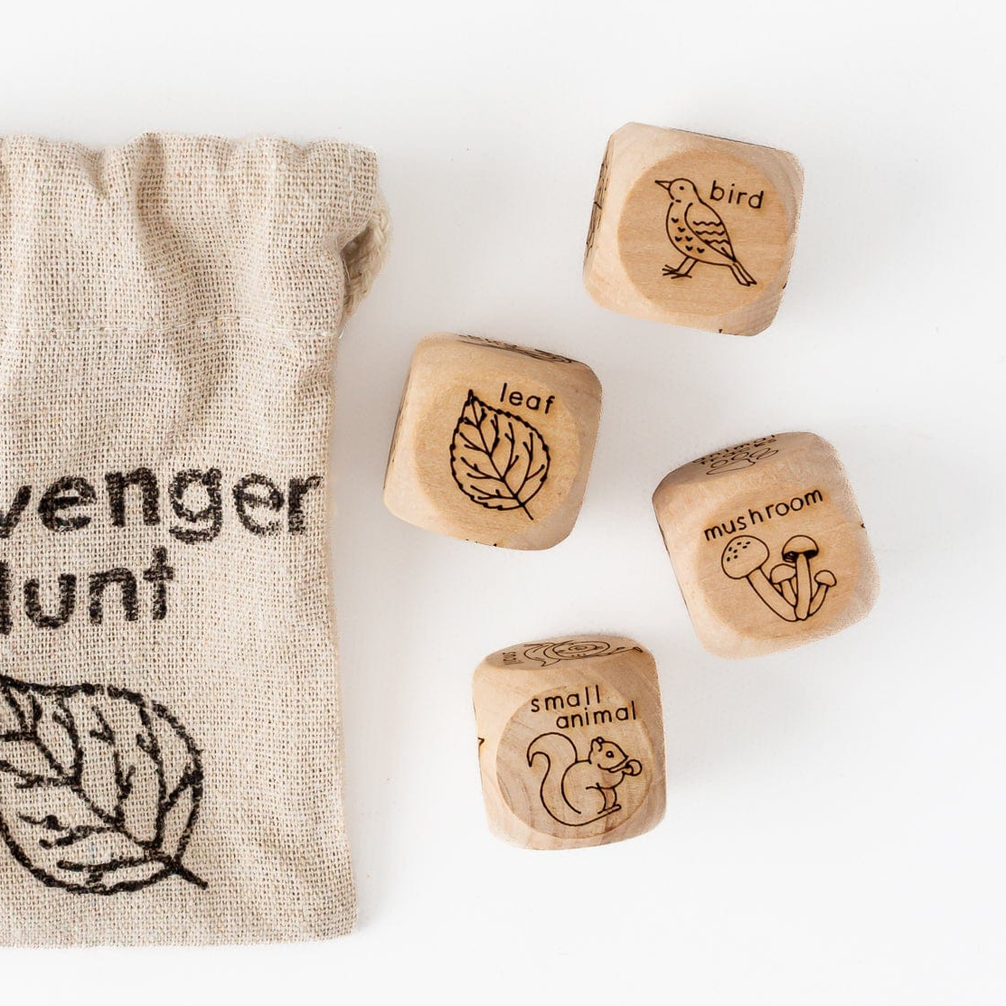 Wooden Nature Scavenger Hunt Dice (Set of 4)