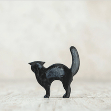 Wooden Caterpillar Wooden Animals Handmade Black Cat Figure by Wooden Caterpillar Handmade Fly Agaric Mushroom Figure | Enchanting Wooden Wonder | Heirloom Quality