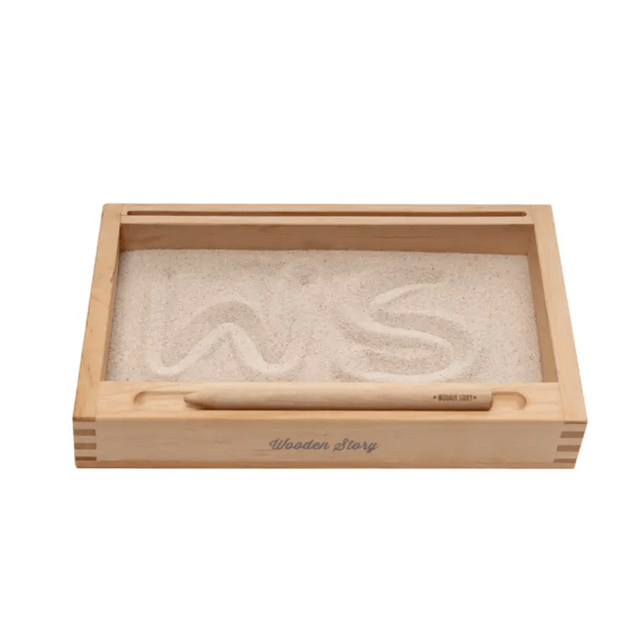 Wooden Story Educational Handmade Montessori Learning Tray by Wooden Story Handmade Wooden Montessori Learning Tray I Eco-Friendly Educational Sand Tray