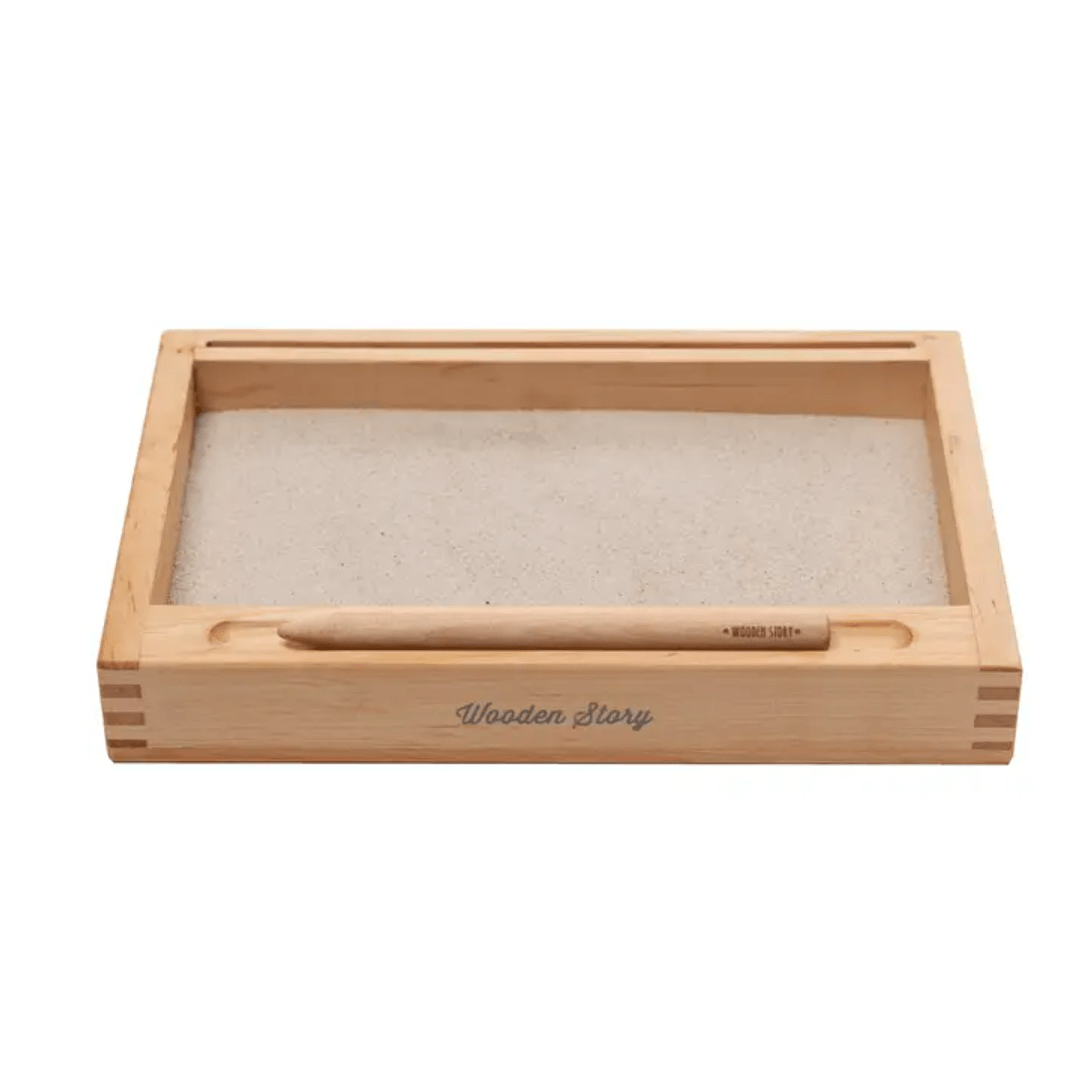 Wooden Story Educational Handmade Montessori Learning Tray by Wooden Story Handmade Wooden Montessori Learning Tray I Eco-Friendly Educational Sand Tray