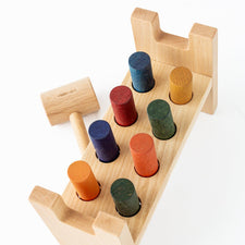 Wooden Story Wooden Toys Handmade Wooden Pound-a-Peg Toy (Rainbow)