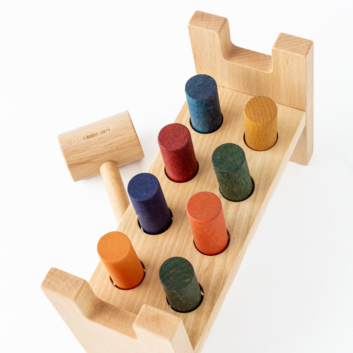 Wooden Story PoundaPeg Toy (Rainbow) The Playful Peacock