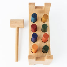 Wooden Story Wooden Toys Handmade Wooden Pound-a-Peg Toy (Rainbow)