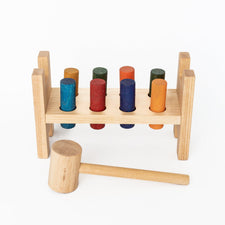 Wooden Story Wooden Toys Handmade Wooden Pound-a-Peg Toy (Rainbow)