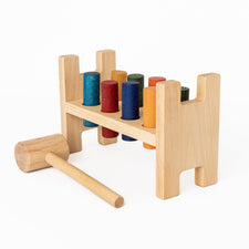 Wooden Story Wooden Toys Handmade Wooden Pound-a-Peg Toy (Rainbow)