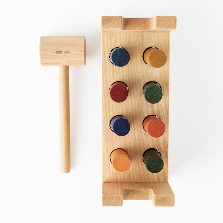Wooden Story PoundaPeg Toy (Rainbow) The Playful Peacock