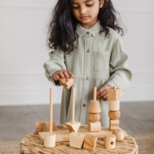 Wooden Story Building & Stacking Handmade Wooden Stacking Toy (Natural) Handmade Wooden Stacking Toy I Building Blocks