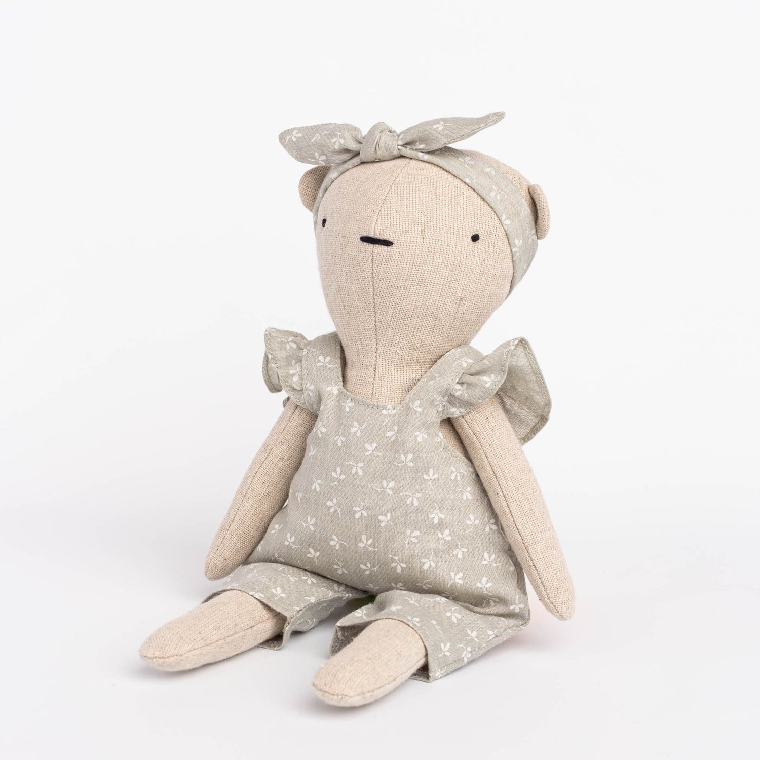 Cozymoss Soft Toys Bear Echo - Handmade Soft Linen Toy Bear with Clothes Set