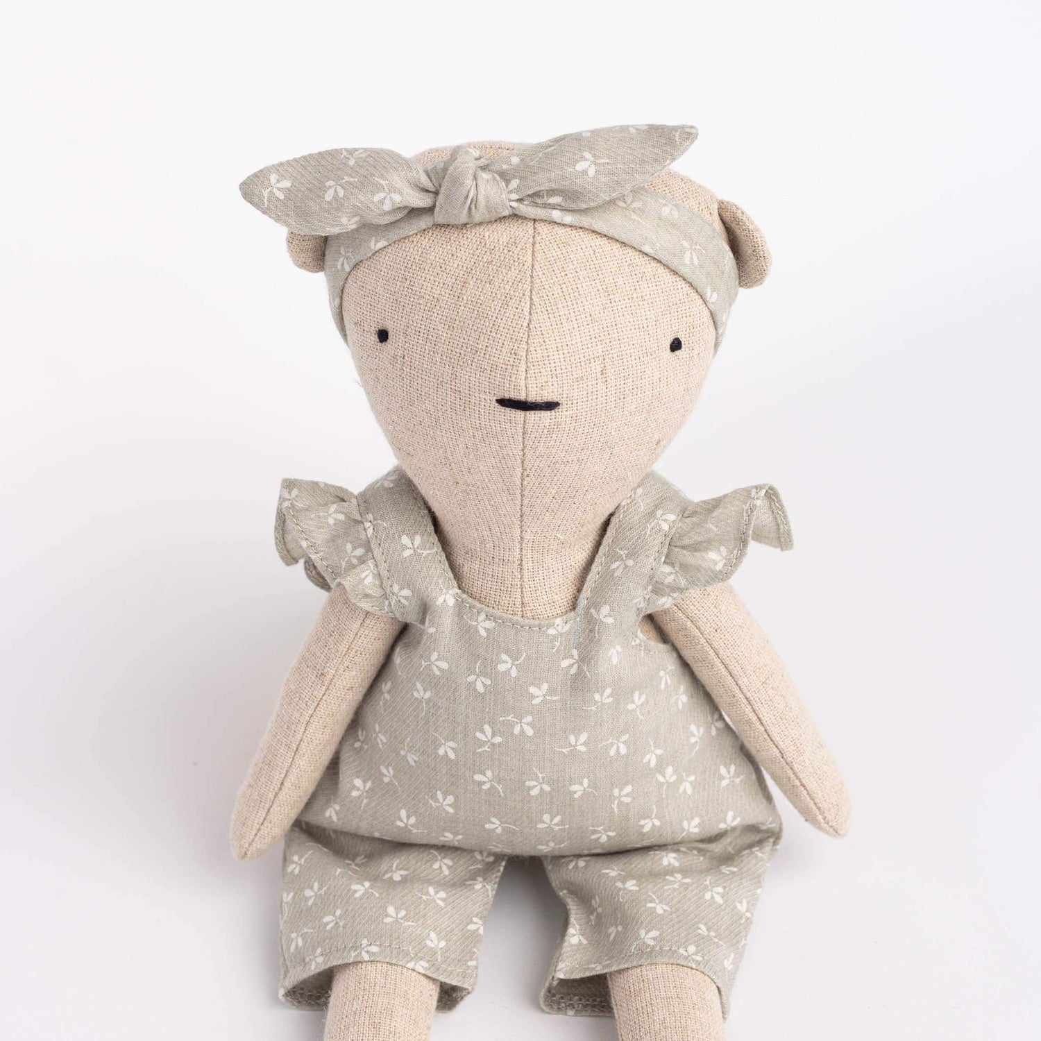 Cozymoss Soft Toys Bear Echo - Handmade Soft Linen Toy Bear with Clothes Set