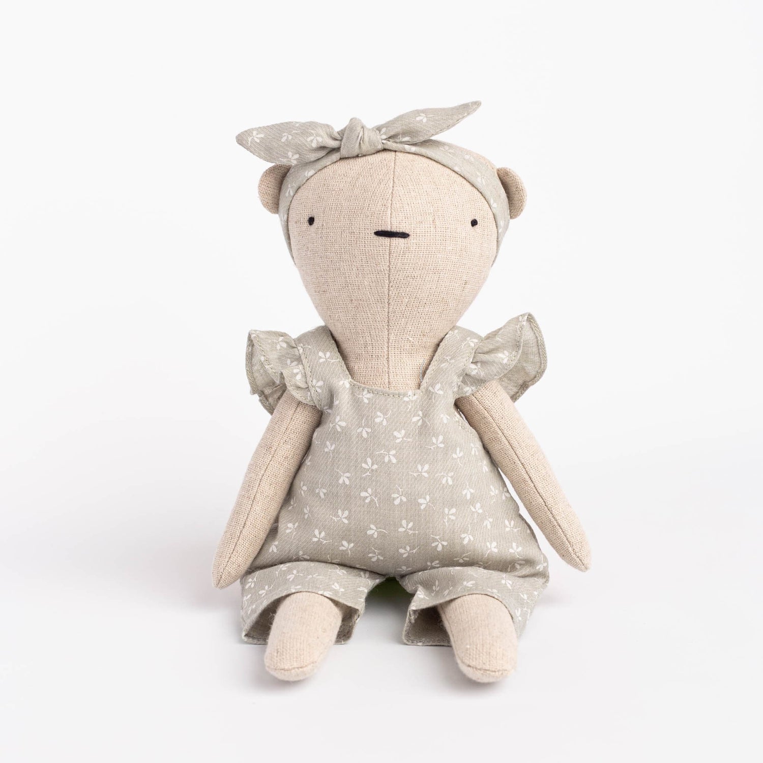 Cozymoss Soft Toys Bear Echo - Handmade Soft Linen Toy Bear with Clothes Set