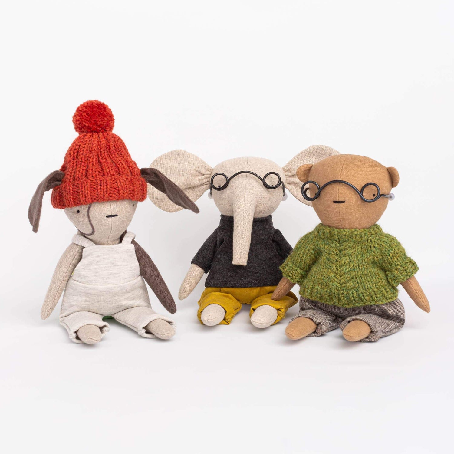 Cozymoss Soft Toys Bear Murmur - Handmade Soft Linen Toy Bear with Clothes Set