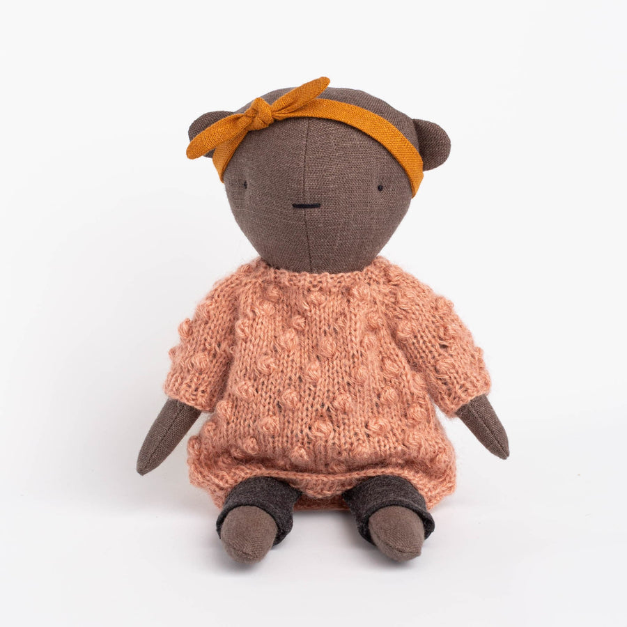 Handmade Soft Linen Toy Bear With Clothes Set 