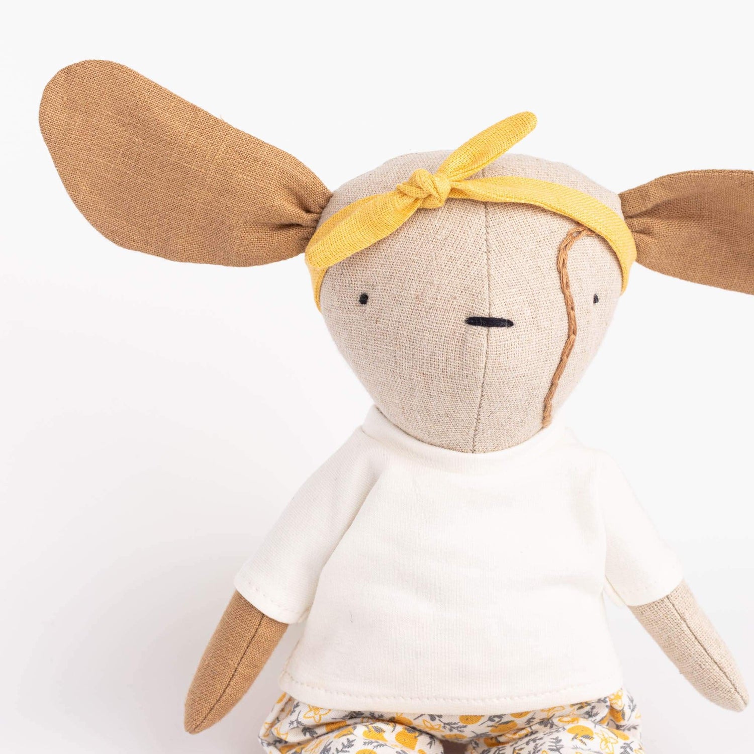 Cozymoss Soft Toys Dog Bloom - Handmade Soft Linen Toy Dog with Clothes Set