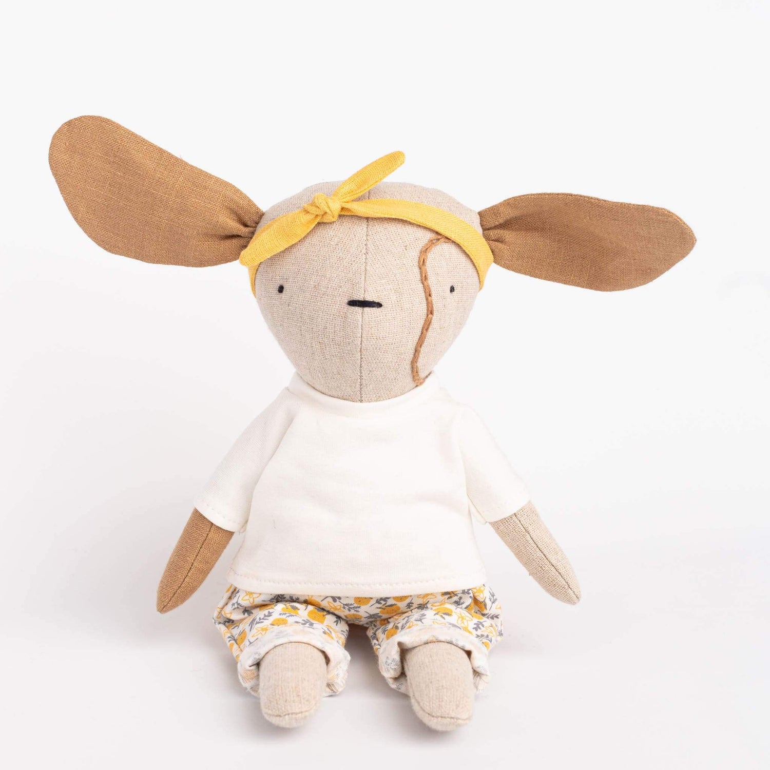 Cozymoss Soft Toys Dog Bloom - Handmade Soft Linen Toy Dog with Clothes Set