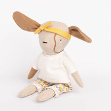 Cozymoss Soft Toys Dog Bloom - Handmade Soft Linen Toy Dog with Clothes Set