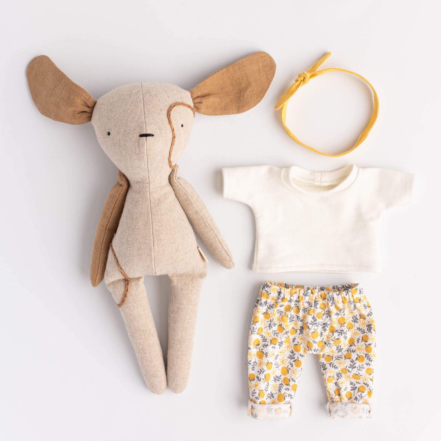 Dog Bloom - Handmade Soft Linen Toy Dog With Clothes Set | Bloom Toy