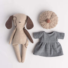 Cozymoss Soft Toys Dog Freckle - Handmade Soft Linen Toy Dog with Clothes Set