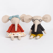 Cozymoss Soft Toys Elephant Bead - Handmade Soft Linen Toy Elephant with Clothes Set