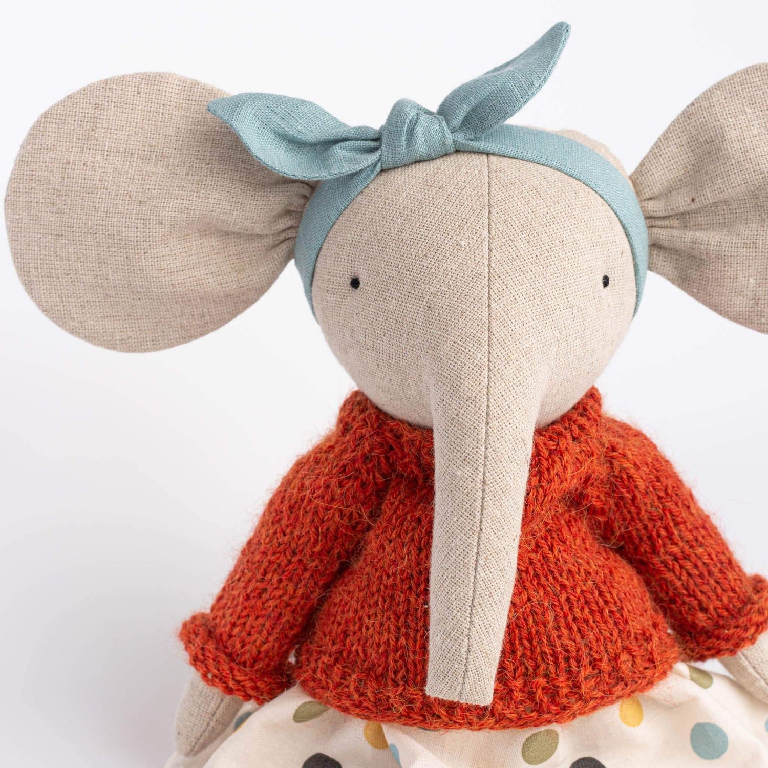 Cozymoss Soft Toys Elephant Bead - Handmade Soft Linen Toy Elephant with Clothes Set