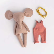 Elephant Chuckle - Handmade Soft Linen Toy Elephant With Clothes