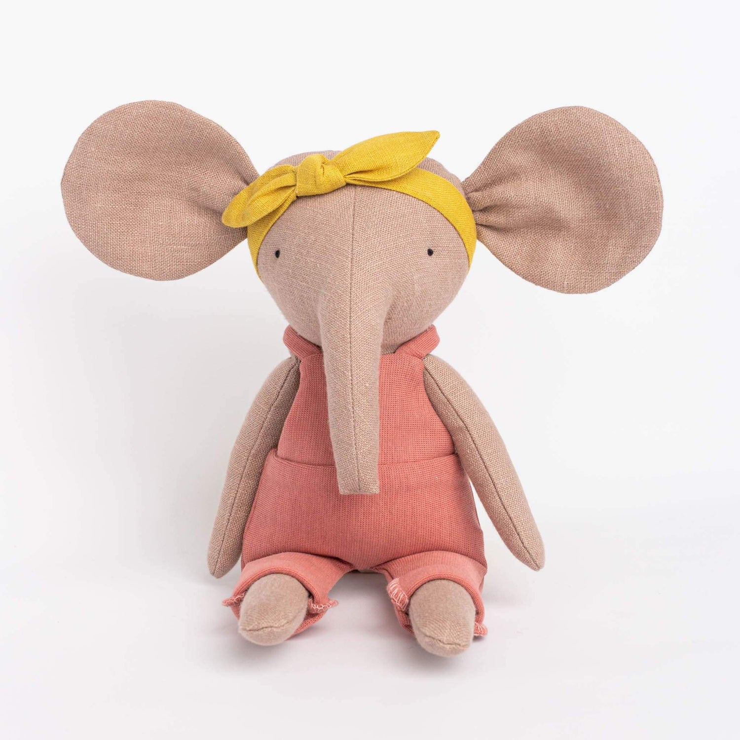 Cozymoss Soft Toys Elephant Chuckle - Handmade Soft Linen Toy Elephant with Clothes Set