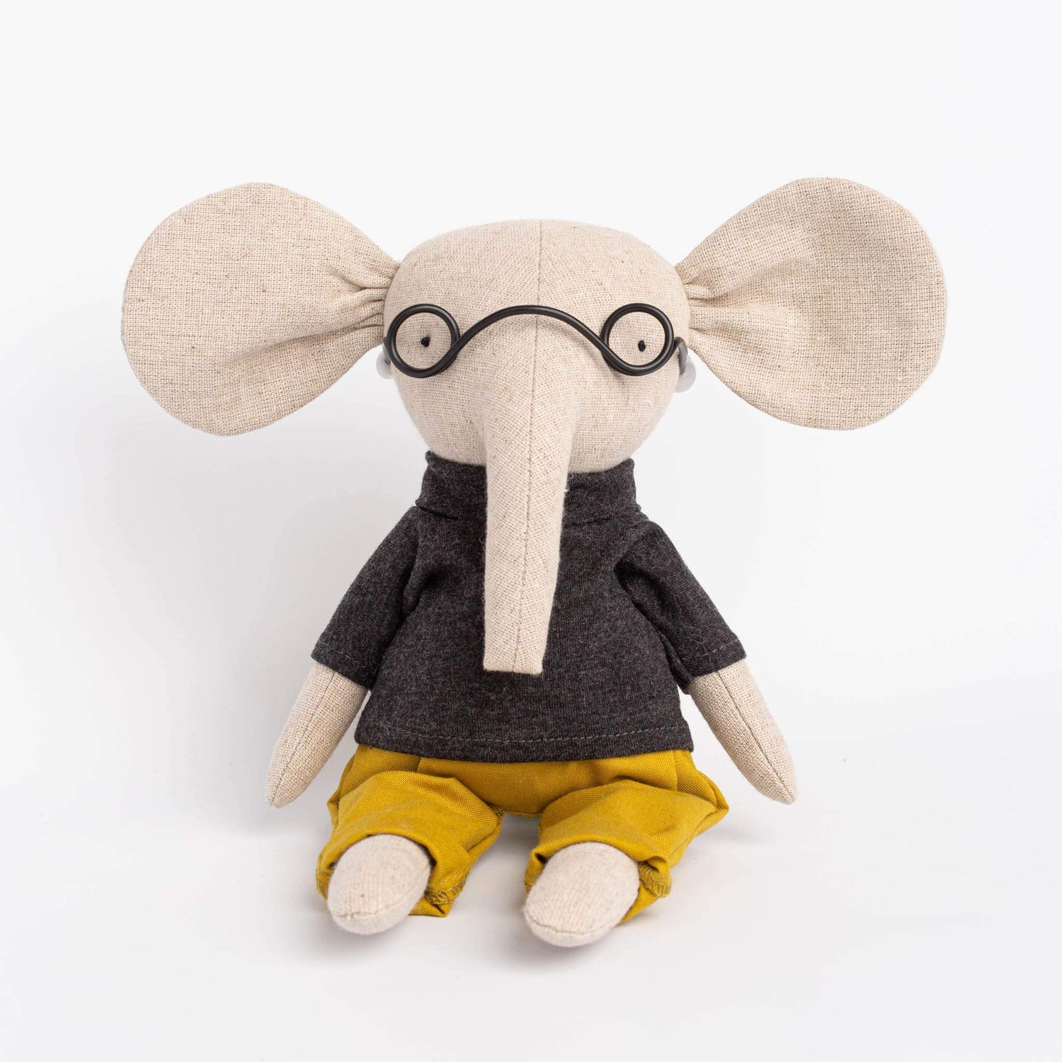 Cozymoss Soft Toys Elephant Thyme - Handmade Soft Linen Toy Elephant with Clothes Set