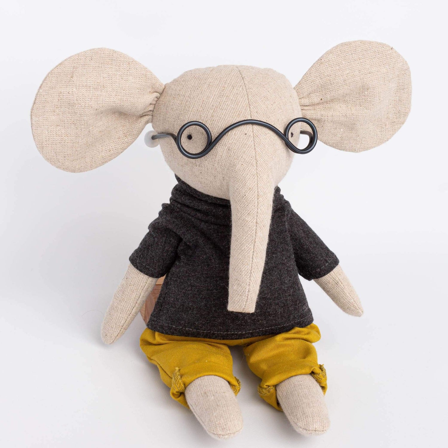 Cozymoss Soft Toys Elephant Thyme - Handmade Soft Linen Toy Elephant with Clothes Set