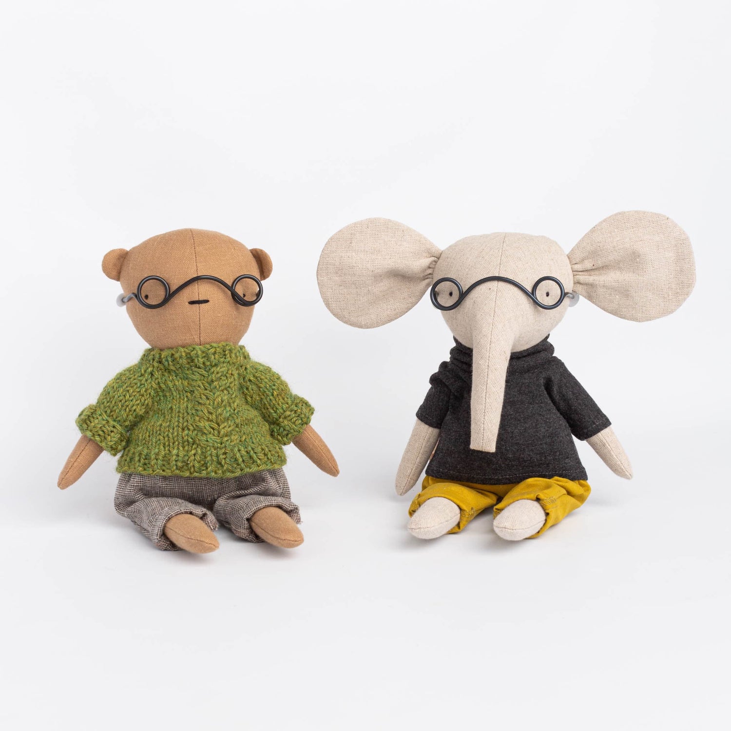 Cozymoss Soft Toys Elephant Thyme - Handmade Soft Linen Toy Elephant with Clothes Set