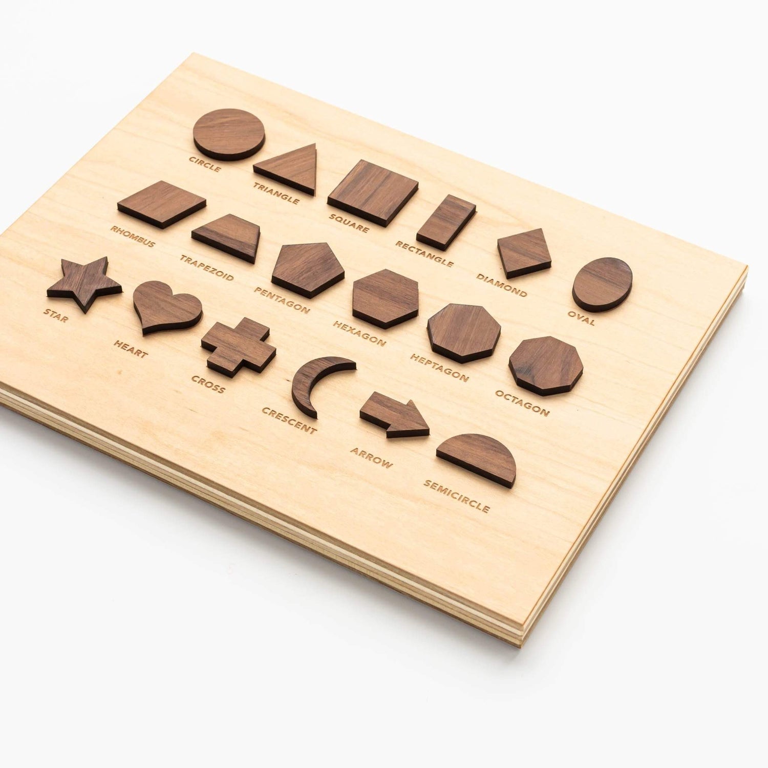 Gladfolk Educational Wooden Shapes Montessori Puzzle Board