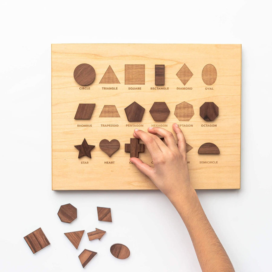 Gladfolk Educational Wooden Shapes Montessori Puzzle Board