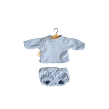 Huggabeau Soft Toys Huggabeau Clothing Set - Sky Blue Pom Pom Set Huggabeau Blue Harem Romper Clothing Set