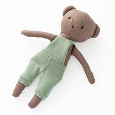 Huggabeau Soft Toys Huggabeau Coco Bear in Mint Green Shortalls (Handmade in Canada) Huggabeau Coco Bear in Mint Green Shortalls