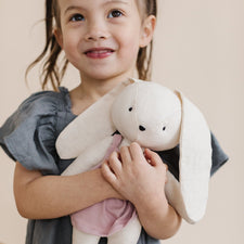 Huggabeau Soft Toys Huggabeau "Lumi" Bunny in Dusty Rose Dress (Handmade in Canada)