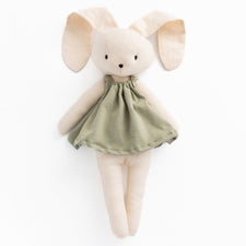 Huggabeau Soft Toys Huggabeau "Lumi" Bunny in Sage Green Dress (Handmade in Canada)