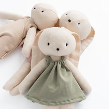 Huggabeau Soft Toys Huggabeau "Lumi" Bunny in Sage Green Dress (Handmade in Canada)