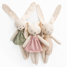 Huggabeau Soft Toys Huggabeau "Lumi" Bunny in Sage Green Dress (Handmade in Canada)