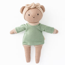 Huggabeau Soft Toys Huggabeau Sandy Bear in Mint Green Bubble Romper (Handmade in Canada) Huggabeau Sandy Bear in Mint Green Bubble Romper