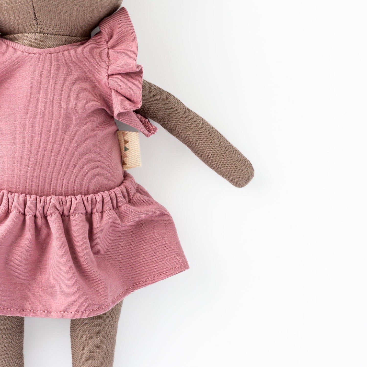 Huggabeau Soft Toys Huggabeau Sootie Bear in Blush Frilly Top & Skirt Set (Handmade in Canada) Huggabeau Sandy Bear in Blue Harem Romper