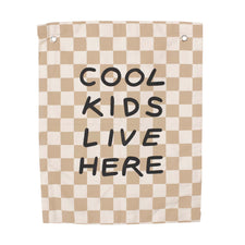 Imani Collective Décor Cool Kids Live Here Banner (Checkered Taupe)