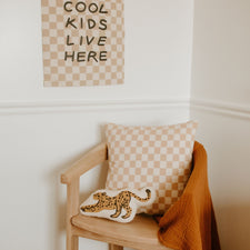 Imani Collective Décor Cool Kids Live Here Banner (Checkered Taupe)