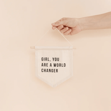 Imani Collective Décor "Girl, You Are a World Changer"- Organic Canvas Hang Sign