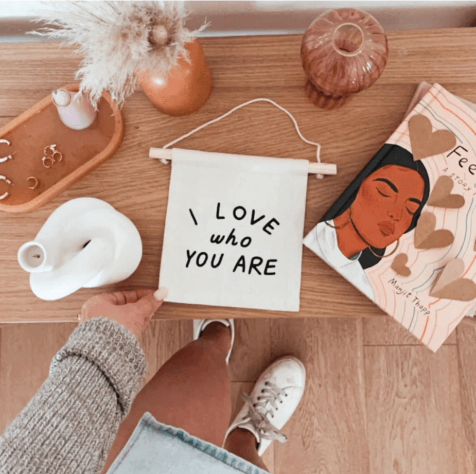 Imani Collective Décor "I Love Who You Are" Organic Canvas Hang Sign