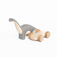 Izvetvey Wooden Toys Diplodocus Handmade Magnetic Diplodocus Dinosaur Push Toy