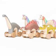 Izvetvey Wooden Toys Stegosaurus Handmade Magnetic Stegosaurus Dinosaur Push Toy