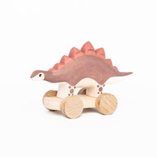 Izvetvey Wooden Toys Stegosaurus Handmade Magnetic Stegosaurus Dinosaur Push Toy