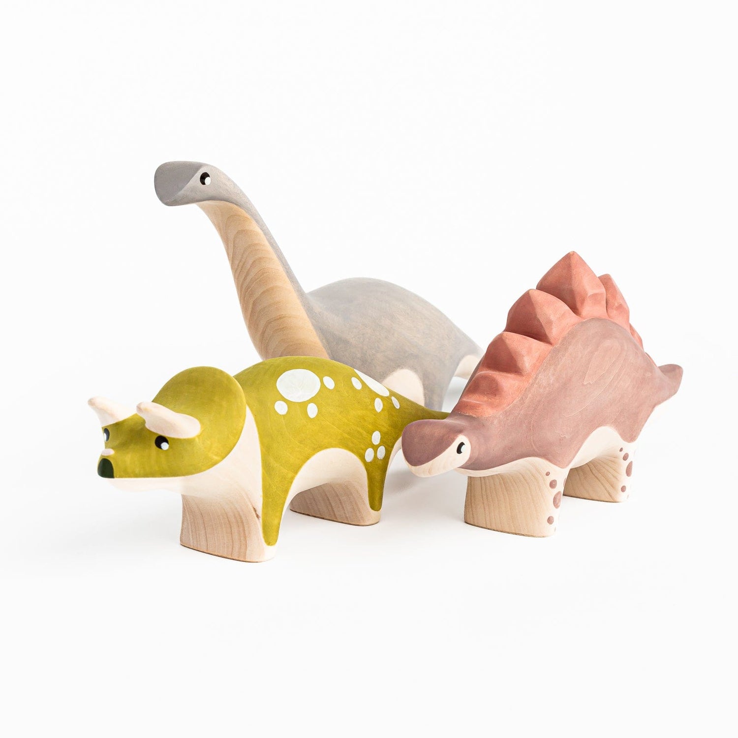 Izvetvey Wooden Toys Stegosaurus Handmade Magnetic Stegosaurus Dinosaur Push Toy