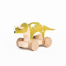 Izvetvey Wooden Toys Triceratops Handmade Magnetic Triceratops Dinosaur Push Toy