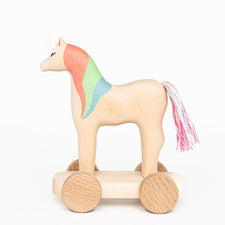Izvetvey Wooden Toys Handmade Magnetic Unicorn Push Toy (Marshmellow)