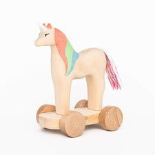Izvetvey Wooden Toys Handmade Magnetic Unicorn Push Toy (Marshmellow)